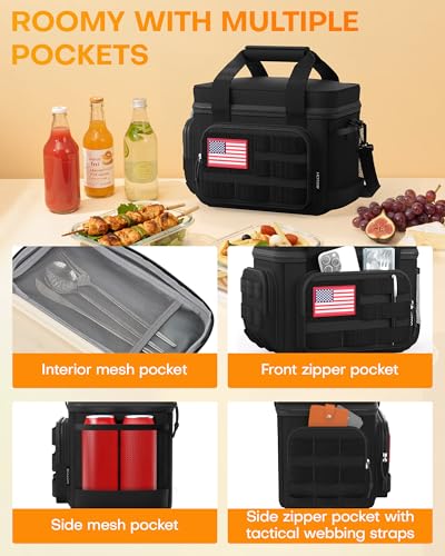 HOTOR Lunch Box for Men & Women - Insulated Lunch Bag with Multiple Pockets, Tactical Cooler Bag for Work, Hiking, Campin...