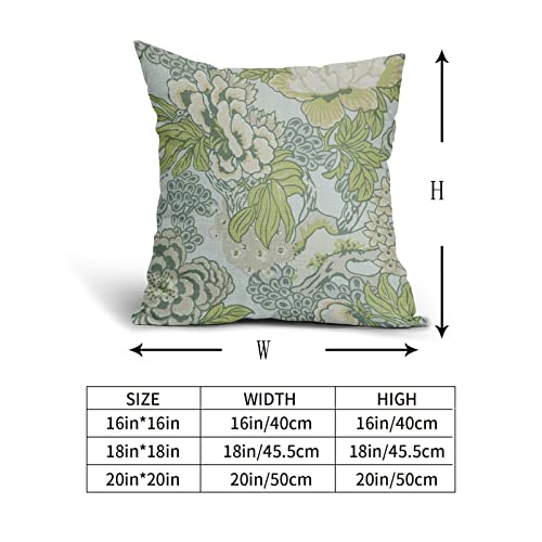Sweetshow Spring Green Flowers Chinoiserie Pillow Covers 2 Packs 20x20 Inch Lighe Green Floral Throw Pillows Vintage Sage ...