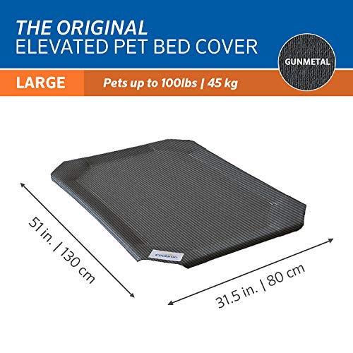 Coolaroo The Original Elevated Pet Bed Replacement Cover, Large Gunmetal , 51"L x 51"W x 0.3"Th