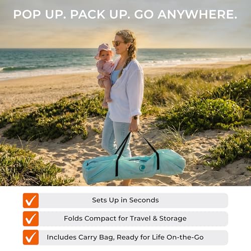 Pop ’N Go® Beach Canopy – Windproof, Beach Tent with Quick Setup, UV Shade, Lightweight & Portable Design – Perfect for Be...
