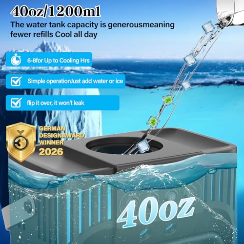Portable Air Conditioner Cooling Fan with Remote, Quiet with 3 Speeds, 1200ml Personal Air Cooler Fan with 3 Mist, 7 Night...