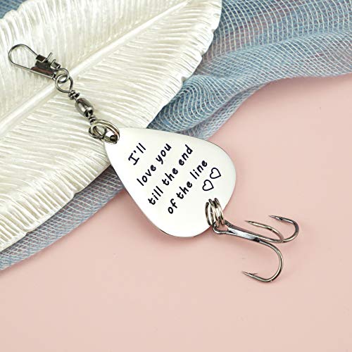 Melix Home Gift for Boyfriend Husband I'll Love You Till The End of The Line Fishing Lures Christmas Valentines's Day Hoo...
