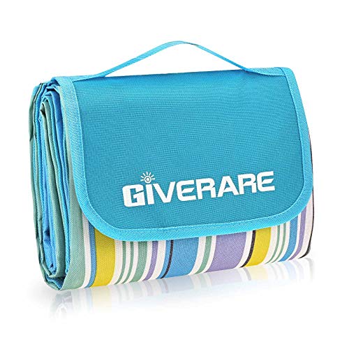 GIVERARE Picnic Beach Blanket, XL Sandfree Waterproof Outdoor Camping Blanket, Quick Drying Oxford Family Mat, Portable Ex...