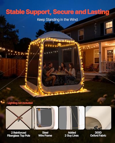 VEVOR Screen House Tent 6x6FT Pop-Up Screen Tent for 4–6 Person, Portable Screen Room Gazebo with Netting, Carry Bag & Gro...