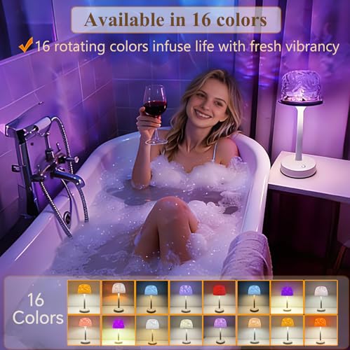 LAYSHINEEN Waterproof Shower Lamp, Cordless Bathroom Lamp with Touch and Remote Control, LED Shower Light with 16-Color Oc...