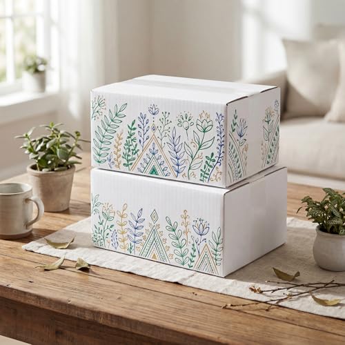 RLAVBL 8x6x4 Shipping Boxes Set of 40, White Corrugated Cardboard Box for Packing, Mailing, Business