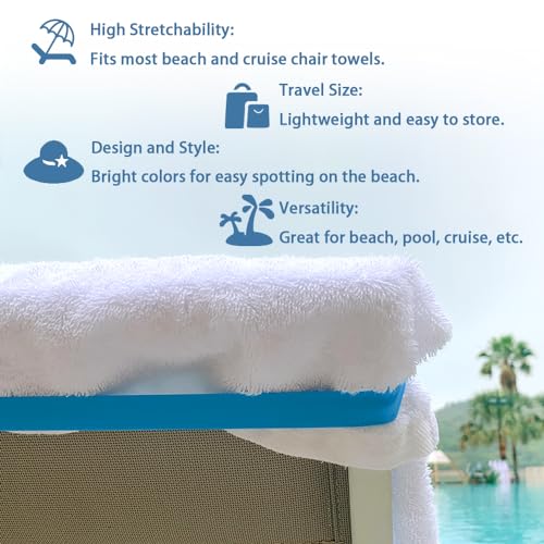 Towel Bands for Cruise & Beach Chairs - Cruise & Beach Pool Chairs Ship Essentials - Must Haves Alternative to Beach Towel...