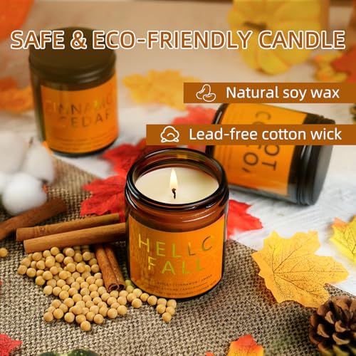 Fall Candles Set | 4 Pack Candles for Home Scented Natural Soy Wax, Autumn Gifts Set for Women Men, Fall Fragrance of Hell...