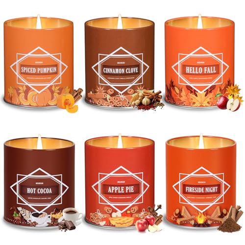 Winter Scented Candles Valentine's Gift Set – 54oz (6×9oz) Soy Candles for Home, Scents of Hot Cocoa/Fireside/Cinnamon Clo...