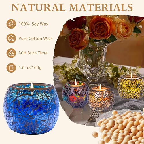 Mosaic Glass Scented Candles, Stress Relief Aromatherapy Candle for Home Scented, Vanilla Lavender Rose Coffee Soy Candles...