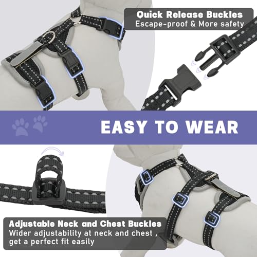 Cat Harness for Walking, Escape Proof Cat Harness and Leash Set with Reflective Strip, Adjustable Cat Leash Breathable Sof...