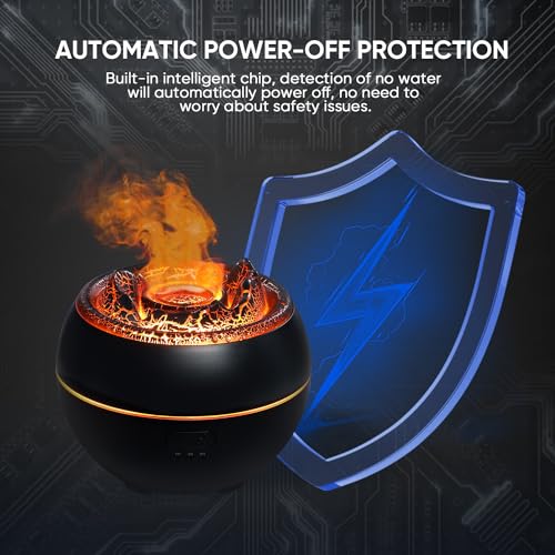 YALEDI Essential Oil Diffuser, Volcano Fire Flame Aromatherapy Diffuser, 360ml Ultrasonic Cool Mist Humidifier, Scent Arom...