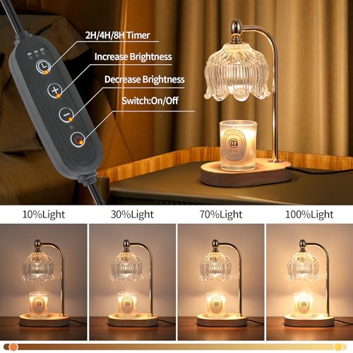 MEIXISUE Candle Warmer Lamp with Timer and Dimmer,Electric Gold Light Gifts for Women Melt Wax Warmer Lamp with 2 Bulbs fo...