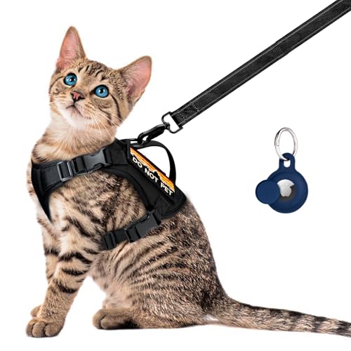 nanappice Tactical Cat Harness and Leash Set for Walking, Adjustable Escape Proof Pet Vest for Large Cat,Easy Control Brea...