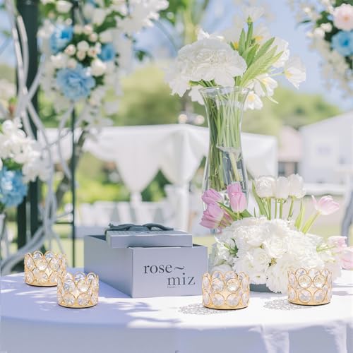 VINCIGANT Crystal Gold Votives Candle Holder Elegant Decorative Tealight Candle Holders for Weddings,Parties,Chirstmas,Gif...