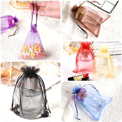 Hopttreely 50PCS Organza Wedding Favor Bags, 4x6 inches Jewelry Gift Bags with Drawstring for Party, Festival, Makeup (Mix...