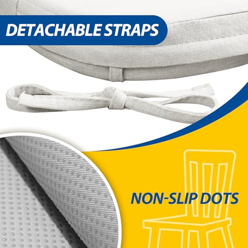 AAAAAcessories D-Shaped Chair Cushions, 2" Thick Dining Chair Pads with Ties and Removable, Machine-Washable Cover, 17" x ...