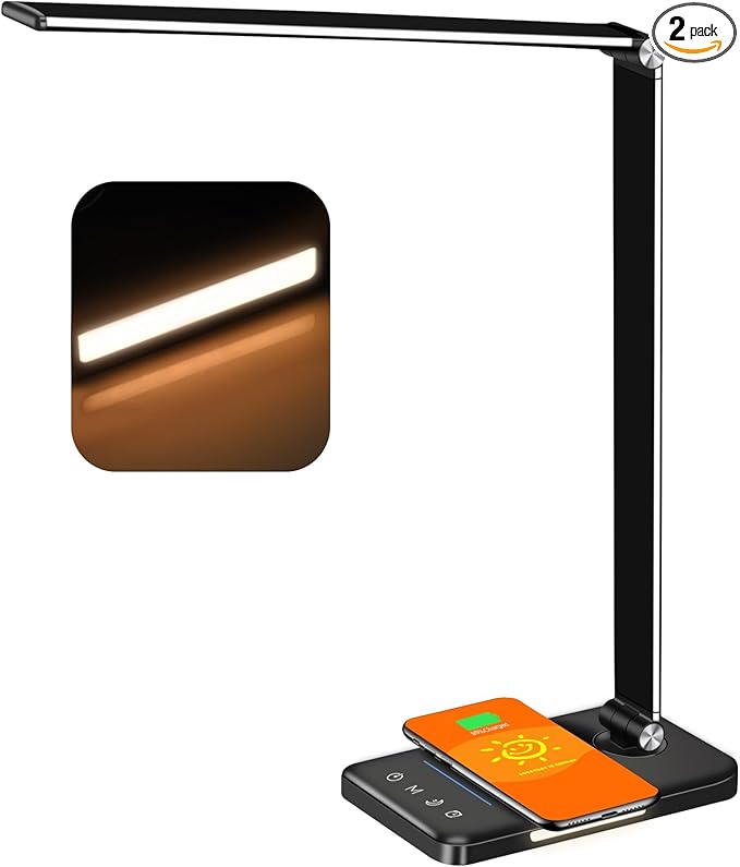 AFROG 8-in-1 LED Desk Lamp with 10W Fast Wireless Charger,USB Charging Port,Desk Lamps for Home Office,5 Color Mode 7 Brig...