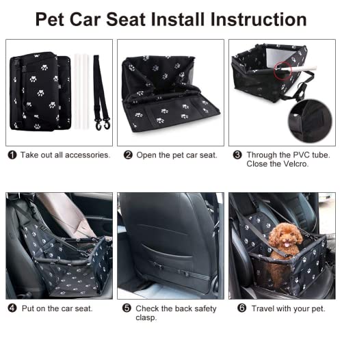 Petbobi Pet Reinforce Car Booster Seat for Dog Cat Portable and Breathable Bag with Seat Belt Dog Carrier Safety Stable fo...