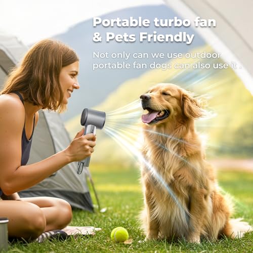 Portable Handheld Turbo Fan for Outdoor - 5000mah Mini Handheld Personal Pocket Fan for Powerful Airflow Wind - 20hrs,100 ...