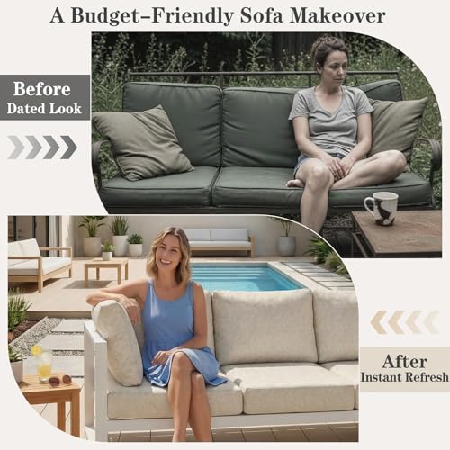 Joy Bubble 8 Pack Outdoor Cushion Covers Water Resistant High Stretch Fit Patio Cushion Covers 180g Couch Seat Slipcovers ...