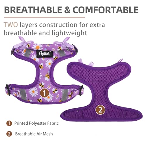 PUPTECK Dog Harness and Leash Set Small Sized, Step in No Pull Adjustable Puppy Cat Harness Reflective Pet Vest