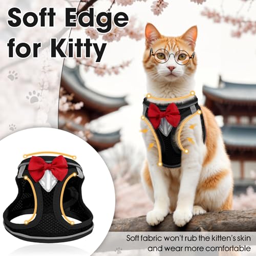 Cat Vest Harness and Leash Set for Walking Escape Proof, Adjustable Kitten Harness Breathable Mesh with Reflective Strips ...
