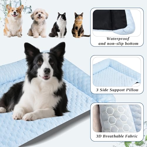 Cooling Mat for Dogs - 2025 Upgraded 24" x 14" Washable Pet Cooling Pad for Cats, Non-Slip Kennel Bed for Summer, Ultra-Co...