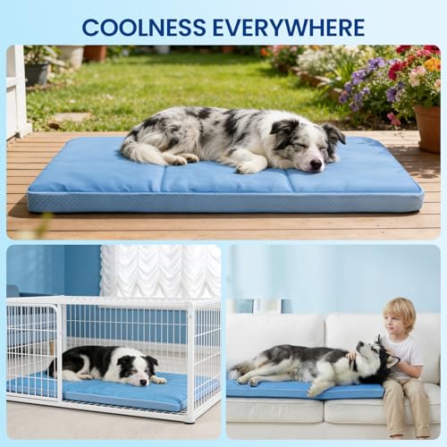 InVarme Orthopedic Dog Cooling Mat 36" x 20": Extra-Thick Self-Cooling with Removable Memory Foam & Non-Slip Bottom – Non-...