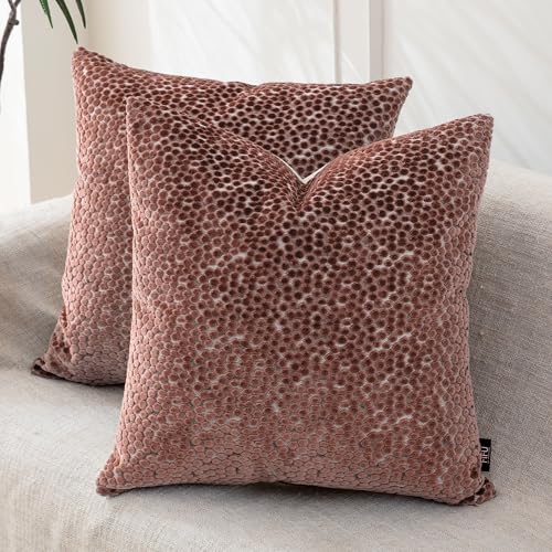 FIFU Couch Throw Pillow Covers 20x20 Inch Set of 2 - Jacquard Velvet Front & Neutral Textured Back, Decorative Cushion Cov...