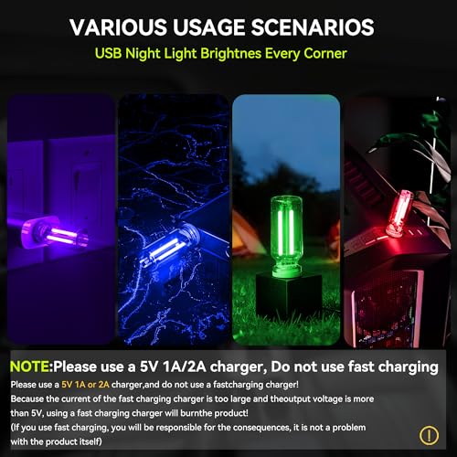 UBAPEV 4 PCS USB Night Light, Touch Dimmable Mini USB LED Car Interior Ambient Lights, Portable Plug-in Glass Bottle Night...