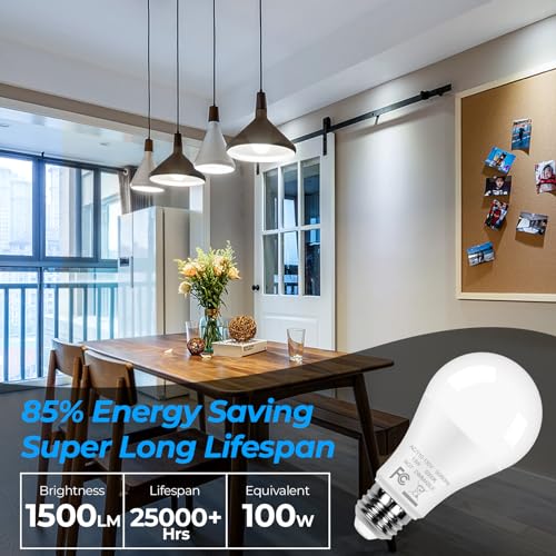 GoBright 12-Pack A19 LED Light Bulbs, 100W Equivalent Bulbs, 13W 5000K Daylight White LED Bulbs with Standard E26 Medium B...