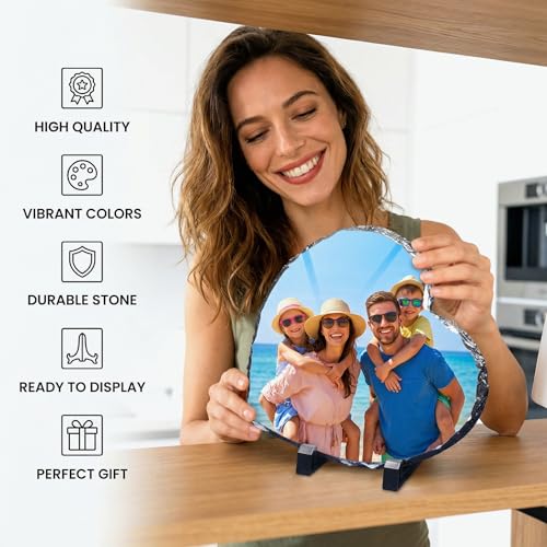 ArtPix 3D Personalized Picture Slate Frame, Customized Photo Print Stone for Mom, Wife, Women, Her - Custom Mothers Day Gi...