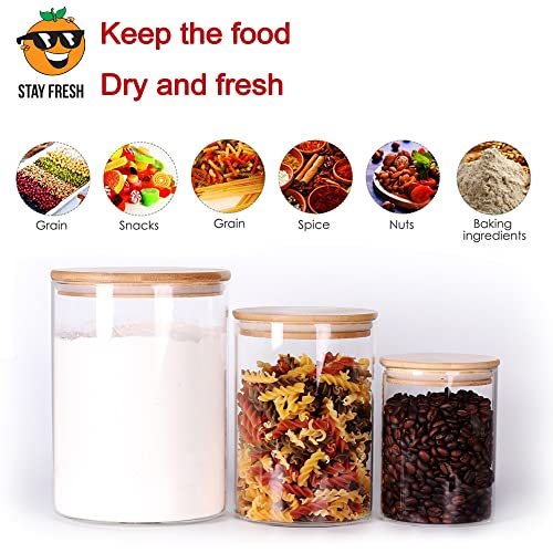 Tzerotone Glass flour Jars with Airtight Lids, 6 Pack Sugar and Flour Salt Containers Set, Extra Large Glass Rice Jar with...