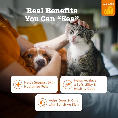 Zesty Paws Wild Alaskan Omega-3 Blend Pollock + Salmon Oil for Dogs and Cats- Skin and Coat Support, Omega 3 Supplement fo...