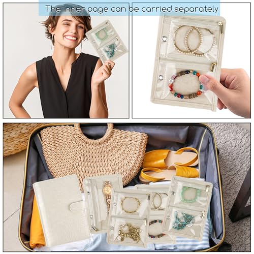 LingLingo Travel Jewelry Organizer Case,Small Jewelry Bags Jewelry Storage Book Ring Binder with Clear Zipper Velvet Pouch...