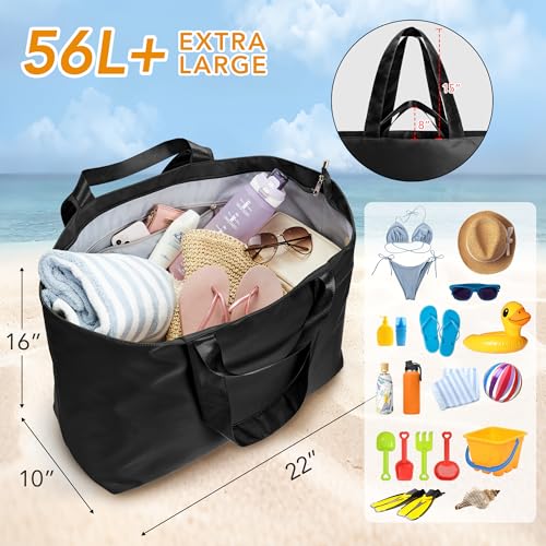KALIDI 60L Extra Large Duffle Bag, Beach Tote Zipper Utility Oversized Weekender Carrier Travel Shopping Reusable Grocery Bag