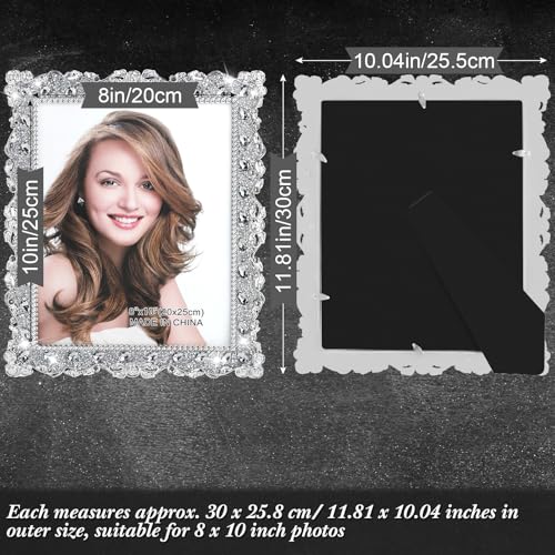 Yookeer 1 Pack 8 x 10 Inch Crystal Picture Frame Resin Wedding Photo Frame Jewel Picture with Rhinestones Photo Gift for W...