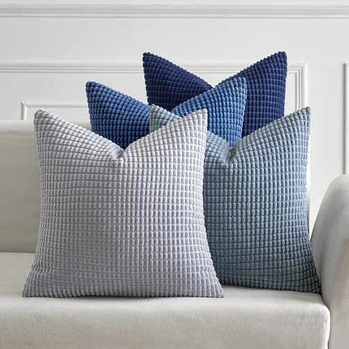 MIULEE Blue Decorative Pillow Covers 18x18 Inch Set of 4 Boho Western Farmhouse Home Decor Couch Throw Pillows Summer Coas...