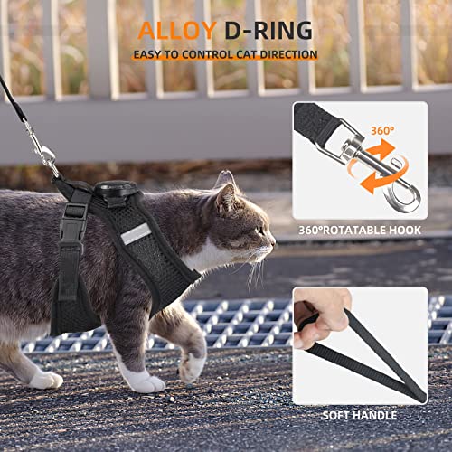 AirTag Cat Harness and Leash for Walking, Integrated Cat Vest with 100% Waterproof Air Tag Holder, Escape Proof Reflective...