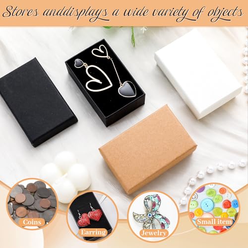 Tenceur 100 Pcs Valentines Jewelry Gift Boxes Bulk Kraft Jewelry Cardboard Box for Necklace Earring Bracelet Storage Packa...