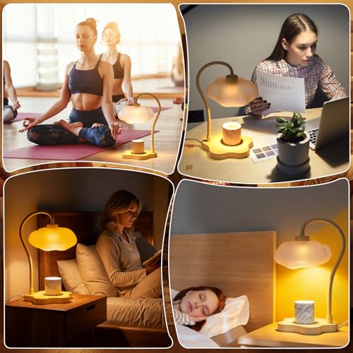 Glooglitte Cloud Candle Warmer Lamp with Timer Dimmer Mother's Day Cute Warming Lamp Adjustable Wax Melt Light Bedside Tab...