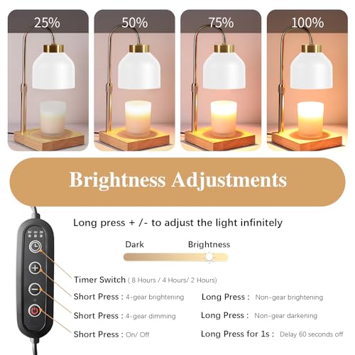 Xiwoa Electric Candle Warmer Lamp with 2H/4H/8H Timer Dimming Height Adjustable Safety Night Lamp, Home Scented Jar Candle...