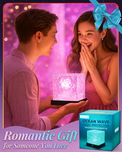 Rechargeable Shower Light Cube, 16 Color Ocean Wave Projector Light Battery Operated, Waterproof Shower Mood Lighting with...