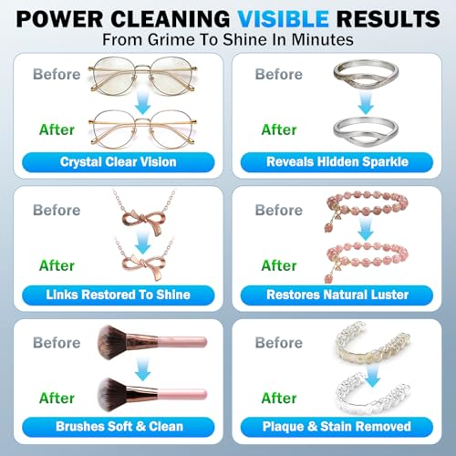 Ultrasonic Cleaner, 48KHz Jewelry Cleaner 400ML, Ultrasonic Retainer Cleaner for Eyeglasses Rings Watch Band Necklace Eari...
