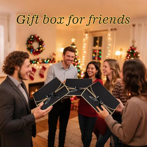WLUSEAXI 10Pack Black Gift Boxes, 10.6x7.8x3.1Inch Bridesmaid Proposal Box with Ribbons, Gift Boxes with Lids for Present...