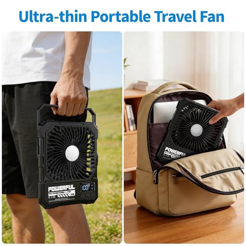 yAyusi 20000mAh Battery Powered Portable Travel Fan, Ultra-Slim 8Inch Rechargeable Camping Fan with Remote Controller, Max...