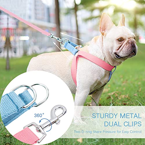 No Pull Dog Harness and Leash Set, Step in Dog Halter Harness with Poop Bag Holder, Adjustable Lightweight Cotton Straps S...