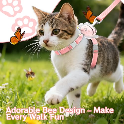 Cat Harness and Leash Set - Escape Proof Adjustable Soft Vest for Cats, Breathable Comfortable Kitten Harness for Outdoor ...