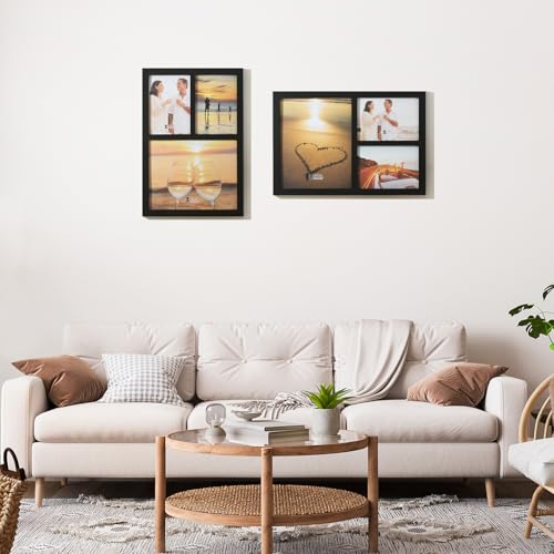 UMICAL Collage Picture Frame for 8x10 and 2 5x7 Pictures Display with Shatter-Resistant Glass & Black Wood 3-Openings Phot...
